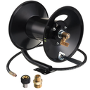 M MINGLE High Pressure Washer Hose Reel 150ft, Heavy Duty Steel Hose Reel, Manual Crank Power Washer Hose Reel with 3/8" Pressure Wash Whip Hose, Swivel Arm and Mounting Bracket, 4000 PSI