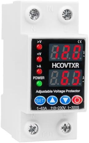 HCOVTXR 110V Smart Circuit Breaker,1~63 Amp Low Voltage Cutoff, AC Disconnect Current Adjustable for Solar Systems (Black)