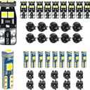 12V White T5 37 74 73 2723 2721 T10 158 168 194 2825 with Socket Instrument Cluster Light LED Bulb Replacement Dashboard Panel Gauge Indicator Lamp PC74 PC37 PC118 PC168 PC175 PC194 PC195 PC160 PC161