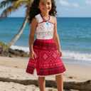 Girls Halloween Costume Set for Ocean Princess Costume Kids Cute Dress Birthday Outfits Gift Hawaii Theme Party (110 (3-4 Years))