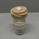 Leak-proof Glass Coffee Mug with Lid Lock, 17 oz Reusable Coffee Cup with Handle, BPA-free, Microwave and Dishwasher Safe (Milk Chocolate)