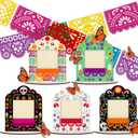 Dia De Los Muertos Decorations Wooden Picture Frames with Butterfly Papel Picado Day of The Dead Altar Ofrenda Decor Remembrance Memorial Supplies