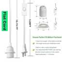 Plug in Light Socket - 16Ft Pendant Light Cord Kit E26/E27 Light Socket Hanging Lantern Lamp Cord with On/Off Switch,Socket Rings, 2 Pack, White