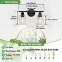 Zarbitta 2-Light Bathroom Light Fixtures, Black Modern Vanity Lights with Clear Glass Shade, Bathroom Wall Lamp for Mirror Kitchen Living Room Hallway Cabinet Porch