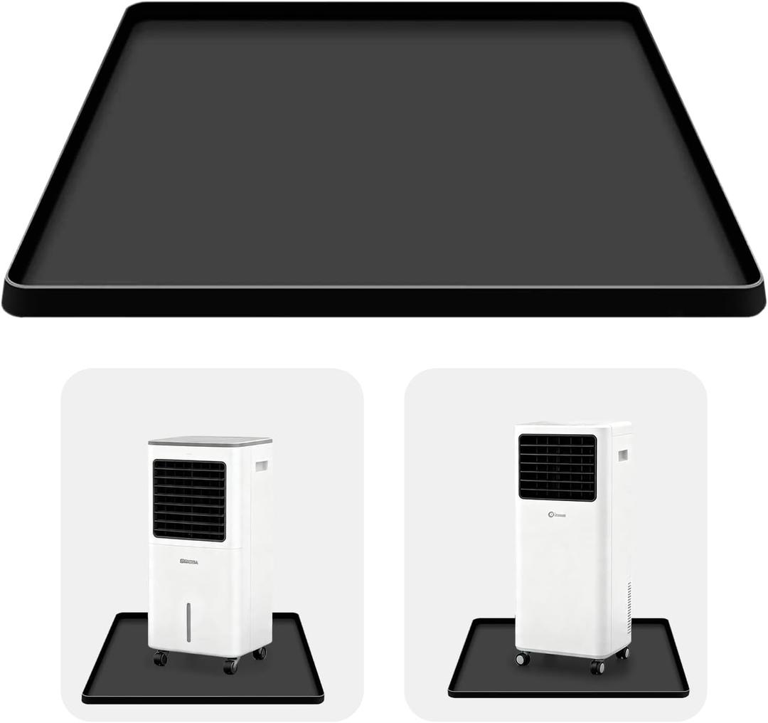 Portable Air Conditioner Drip Mat, 23.6''x19.7''x0.78'' Silicone AC Drip Mats,Portable AC Drip Tray, Flexible&Foldable,Spill-Proof- Ideal for Ice Makers, Humidifiers, Dehumidifier- Black