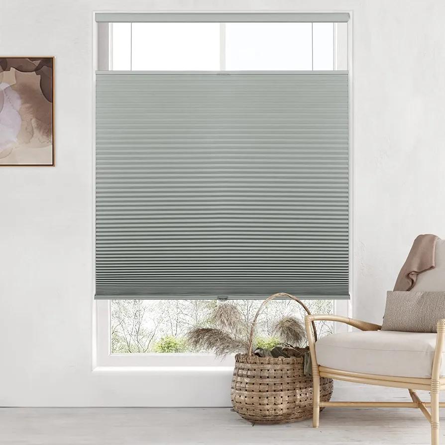 LazBlinds Cordless Cellular Shades, Top Down Bottom Up Honeycomb Shades for Home, Blackout Light Blocking Thermal Insulation Noise Reduction Blinds for Windows, 51" W x 72" H, Grey
