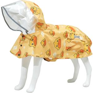 Dog Raincoat,Waterproof Rain Poncho with Hoodie, High Reflective Adjustable Pet Rain Jacket with Leash Hole for Small Medium and Large Dogs (Yellow Duck, XX-Large)