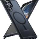 TOCOL for Samsung Galaxy S22 Ultra Case Magnetic, [Wireless Charging Compatible ][Military Drop Protection] Translucent Matte Back Cover for S22 Ultra, Black