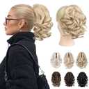 REECHO 9" Short Ponytail Extension, Classic Loose Curly Wavy Claw Clip Pony tails Hair Extensions HP001 Hairpieces for Women - Medium Blonde