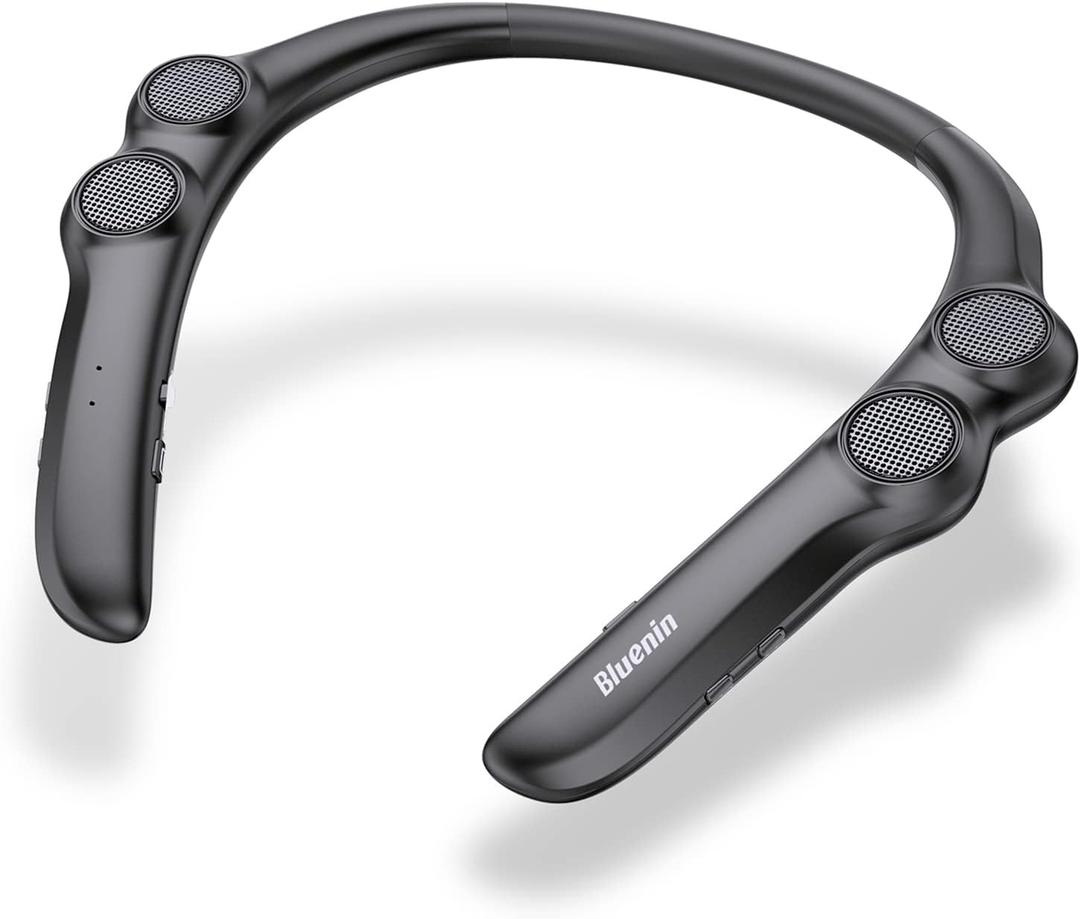 Neckband Bluetooth Speaker, Wearable Wireless Speaker with Mic,78g Lightweight, 15 Hrs Playtime, Portable Speakers for Home, Office and Outdoors (Black)