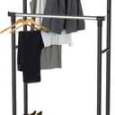 Simple Houseware Double Rod Portable Clothing Hanging Garment Rack