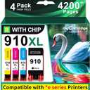 910XL Ink Cartridges for HP Printers Replacement for HP 910 Ink HP 910XL Ink Cartridges Combo Pack for HP 910 Work with OfficeJet Pro 8015e 8025e 8020e 8015 8020 8028e 8035e 8010e Printer(4 Pack)