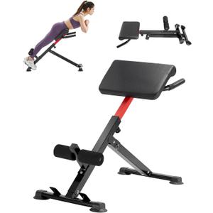 VEVOR Roman Chair Hyperextension Bench & Weight Bench, Adjustable & Foldable Design for Full Body Workout. Targets Glutes, Hamstrings, Back, Core, and Abs. Ideal Multi-Function Home Gym Equipment.