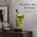 Golden Flowing Dress Abstract Woman Resin Statue, Large