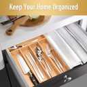 Besilord Silverware Organizer Kitchen Drawer Organizer Utensil Organizer Bamboo Silverware Holder Cutlery Organizer in Drawer Flatware Organizer Tray(5 slots, Natural