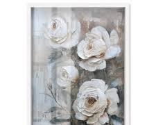 White Rose Canvas Wall Art, 25 x 37 inch Frameless Textured Poster, Modern Floral Art Print for Living Room, Bedroom, Kitchen, Bathroom