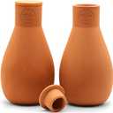 The Olla Company Classic Olla Watering Pot with Lid - Terracotta Self Watering Irrigation up to 1 ft in Diameter for Gardens, Raised Beds, and Small Pots - Vacation Friendly - Mini - Set of 2