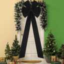 Hungdao Extra Large Christmas Tree Topper Bows 70.9 x 19.7 Inch Giant Oversized Huge Christmas Velvet Decorative Bows with Long Streamers for Tree Front Door Patio Outdoor Decor(Classic,Black)