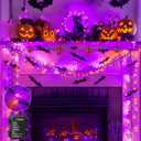 Brightown Battery Operated Halloween Lights Outdoor, 10FT 120 LED Orange and Purple Halloween Cluster Lights with Timer, 8 Modes Waterproof Twinkle Fairy String Lights for Indoor Decorations