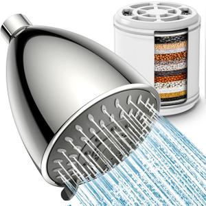 HOPOPRO 2-In-1 Filtered Shower Head, 5-mode High Pressure Shower Head and Pre-installed 18-stage Filter Cartridge for Hard Water Multi-Stage Water Softener Showerhead