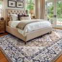 Lessymo 8 x 10 Area Rugs for Living Room- Machine Washable Area Rugs Boho Faux Wool Low Pile Area Rug for Bedroom, Floral Medallion Vintage Rugs with Non-Slip Rubber, Kid & Pet Friendly, Brown Beige