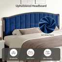 Upholstered Tufting Headboard for King Size Bed with Lights, Blue