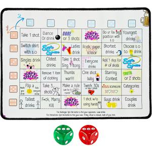 Drinking Board Games for Adults,Rubber Mat Drinking Board Game,Funny Interactive Drinking Party Game for Game Night, Birthday or Any Occasion(2-8 Players, Age 21+)