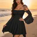Scarlet Darkness Womens Renaissance Fairy Dress A Line Boho Off Shoulder Corset Dress with Pockets
