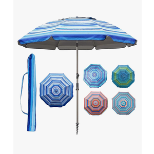 Blissun 7.2' Beach Umbrella with Sand Anchor, Outdoor Portable Beach Umbrella for Sand with Tilt Pole, Carry Bag, Air Vent