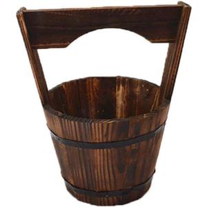 DOITOOL Hanging Planters Rustic Wooden Bucket Planter Hanging Pot Rustic Bucket Wooden Wishing Well Succulent Planter Pot for Patio Garden Backyard Fence Indoor Hanging Planters