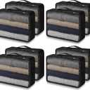Silkfly 8 Pcs XL Packing Cube for Travel Luggage Organizer Suitcase High Capacity Large Packing Bag Bulk Reusable Mesh Travel Cube for Hiking Camping Accessory, 17.7 x 13 x 4.7 Inch (Black)
