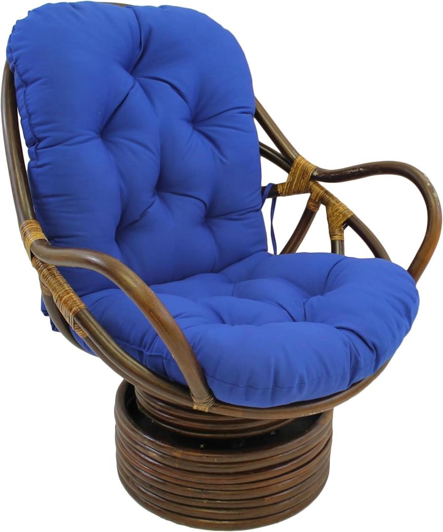 Blazing Needles Solid Twill Swivel Rocker Chair Cushion, 48" x 24", Royal Blue