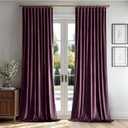 MIULEE Dark Purple Velvet Curtains 90 inches 2 Panels - Luxury Room Darkening Window Drapes for Bedroom Living Room Thermal Insulated Super Soft Blackout, Back Tab Rod Pocket Pinch Pleated, W52 x L90