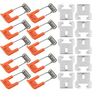 10pcs Downlight Panel Lamp Spring Clip Light Emitting Diode Recessed Lighting Accessories (T-Shaped Iron Piece 25x22mm + Orange Spring Hook 45x19mm)