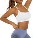 Comper Y Back Sports Bra for Women Low Impact Racerback Workout Bras Sexy Thin Straps Yoga Sport Bras with Removable Pads(White-XL), X-Large (White, XL)