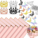 Seajan 192 Pcs Flower Bouquet Accessories Include 40 Sheets Flower Wrapping Paper 4 Mini Crowns 48 Butterfly 100 Corsage Bouquet Pin for Valentine Women Wedding Birthday Mother's Day(Retro Color)