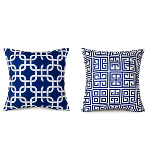Modern Homes Decorative Throw Pillow Covers 17 x 17 Inch Cotton Cushion Cover Set of 2, Navy Blue