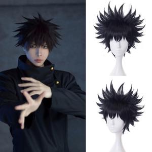 Ebingoo Short Black Cosplay Wig for Men With Cap - Synthetic Hair With Bangs for Anime, Halloween Costume - Boys