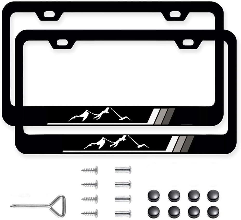 2Pack Aluminium Alloy Mountain License Plate Frames Holder Universal US Rust-Proof,Weather-Proof fit Car Truck SUV