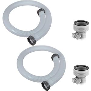 Jadive 2 Pcs Upgrade 1.5" x 59" Pool Hose for Above Ground Pools Pool Pump Replacement Kit Pump Filter Accessories with 2 Type B Hose Adapters(Clear White)