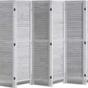 VEVOR Wood Room Divider, 6 Panel Wood Folding Privacy Screen, 66.9 Inches Tall Indoor Louvered Wooden Partition, Portable Decoration Screen, for Room Separation, Home, Office, Restaurant & Bedroom (Light Grey)
