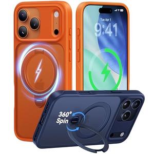 CASEKOO Orange for 17 Pro Max Case with 360 Spin Magnetic Stand [Camera Protection] [18FT Military Grade Protection] [Fit for MagSafe] Ring Grip Slim Matte 17 ProMax Case 6.9 Inch