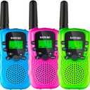 Walkie Talkies for Kids 3 Miles, 22 Channels Battery-saving Walkie Talkie with Clear Sound, Outdoor Games for Backyard Camping, Kids Toys for Boys Girls Age 3-12, Girls Gifts for 3 4 5 6 7 8+ Year Old