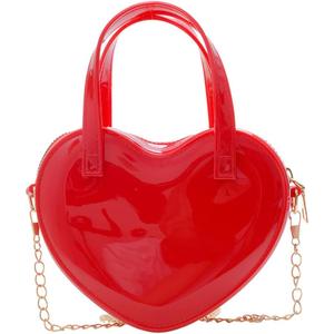 Girls Novelty Mini Heart-Shaped Purse Chain Purse Shoulder Crossbody Bags Tote Handbag Travel Wallet Bag for Women Girl Gift (Red)