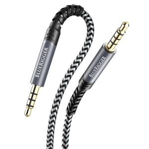 BlueRigger 3.5mm TRRS Audio Cable - (15FT, 4-Pole Male to Male AUX Cord, 1/8" inch TRRS Jack, HiFi Stereo, 4 Conductor Auxiliary Cord) - Compatibility with Phone, Tablet, Car Stereo, Headphones