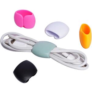Keast 4Pcs Reusable Silicone Cord Organizer, Headphone Earphone Cable Organizer Cord Management Wrap Winder Headphone Cable Winder, Phone Charger Wire Clips for Business Travel Colors Random