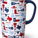 Swig Life 22oz Travel Mug, Insulated Tumbler with Handle and Lid, Travel Coffee Mug, Cup Holder Friendly, Stainless Steel 22 oz Tumbler, Reusable Insulated with Lid (Lone Star)