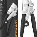 Commercial Can Opener, ICEKATl Can Opener Manual Heavy Duty Easy for Big Cans with Magnet, Folding Hand Crank With Comfortable Long Handles (Black)