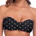 Colloyes Women's Bandeau Bikini Top Strapless Tie Back Bathing Suit Top (Black Polka Dot, Small)