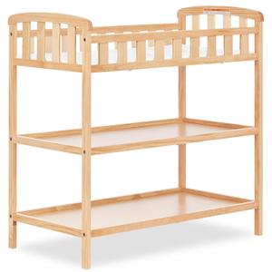 Dream On Me Emily Changing Table, Compact and Lightweight, Solid New Zealand Pinewood, Elevated Safety Rails, Two Storage Shelves, Includes Water-Resistant 1" Changing Pad Natural